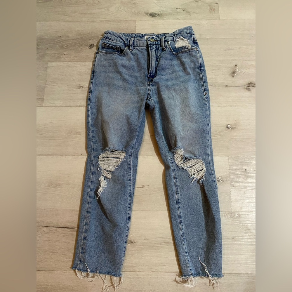Good American Distressed Blue Jeans